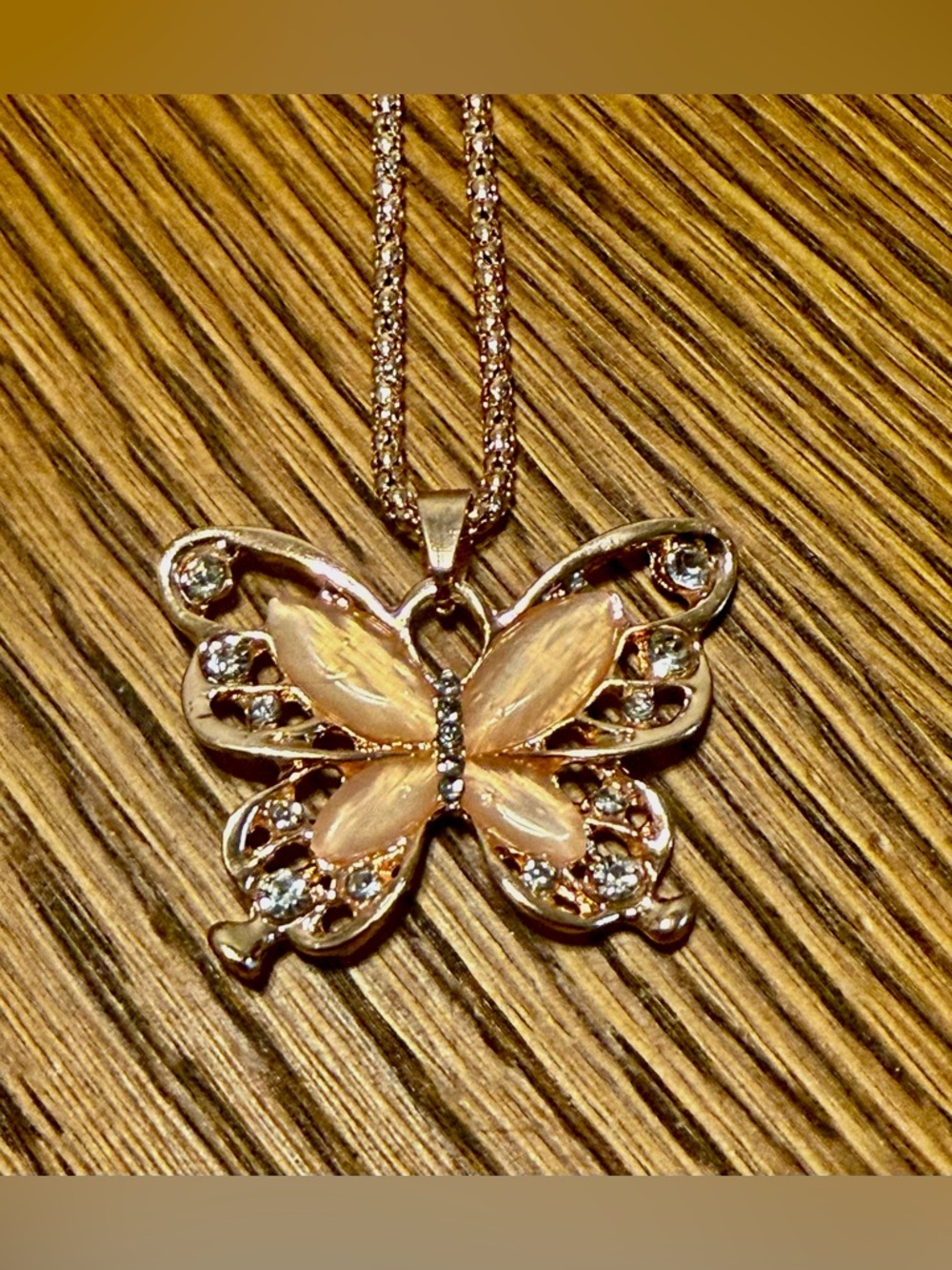 Butterfly necklace with jewels costume jewelry.